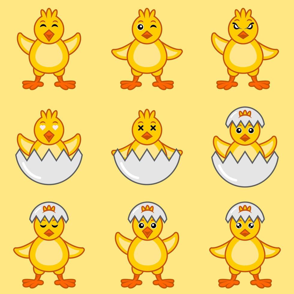 cute chick collection set vector