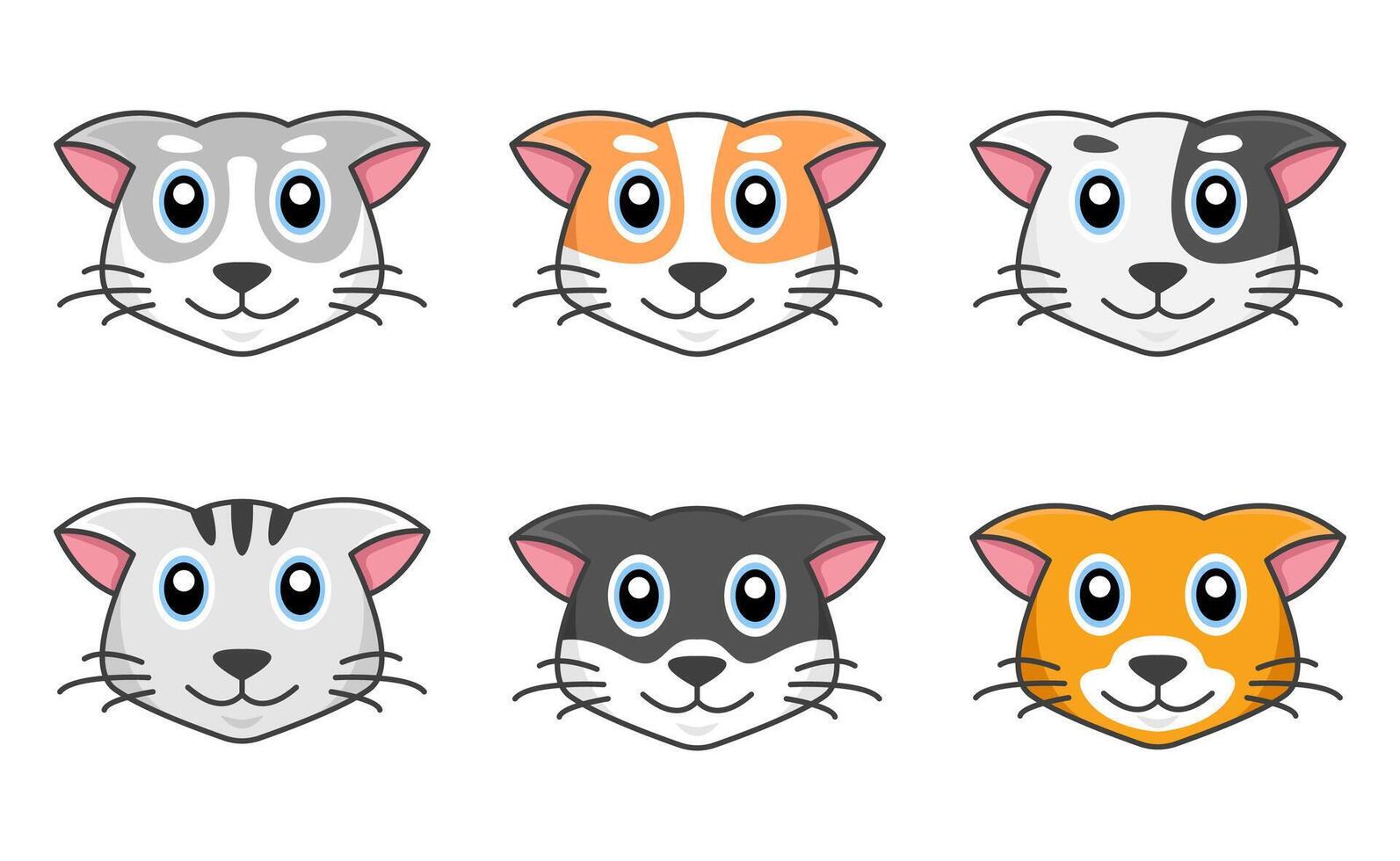 cute cat face collection set vector