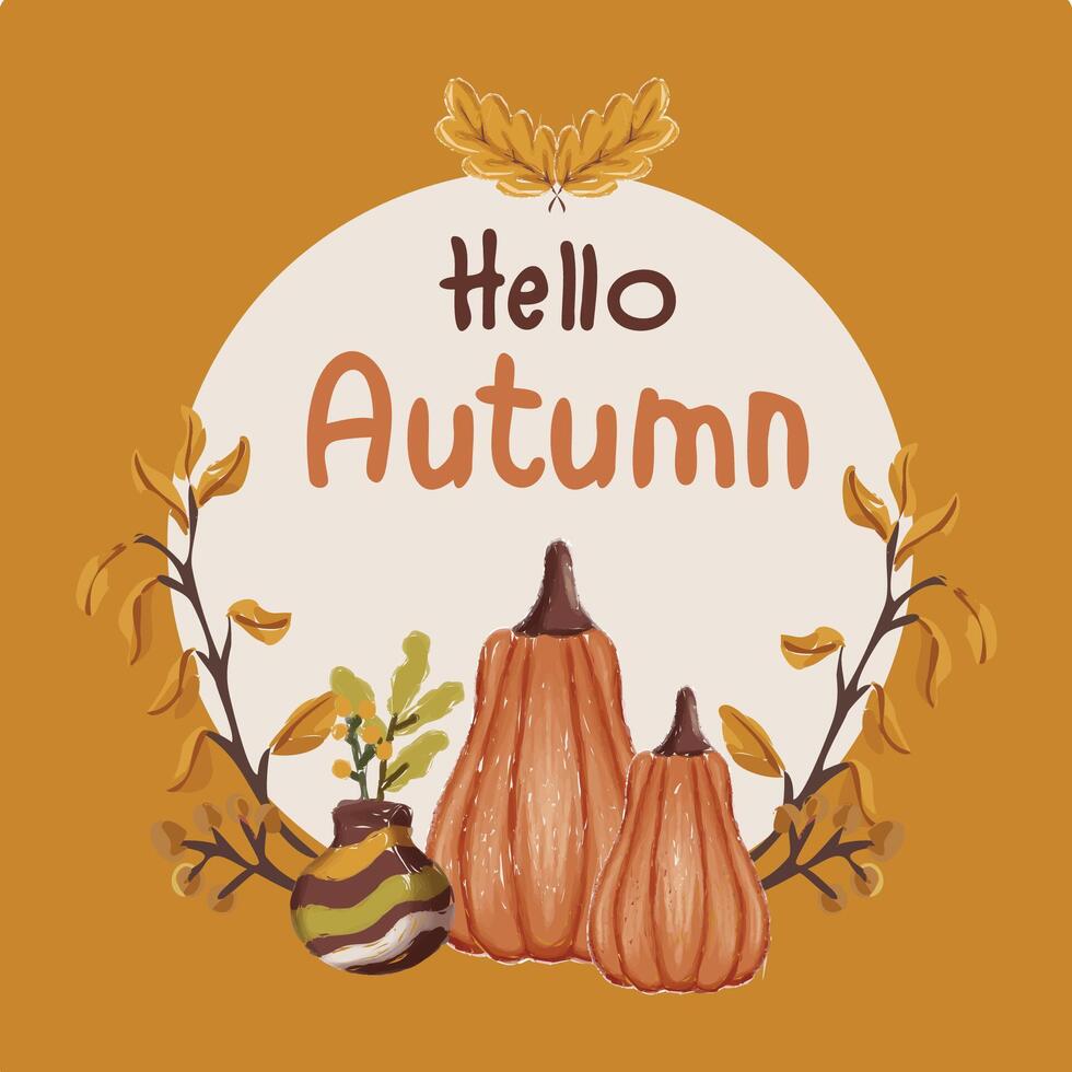 Autumn Sticker Greeting Card Design vector
