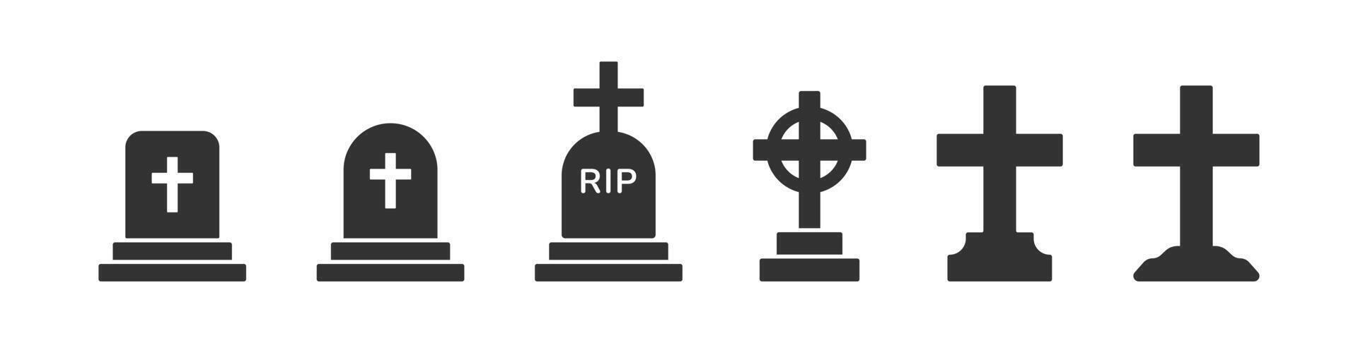 Tombstone icon. Gravestone with rip, cross. Halloween cemetery. vector