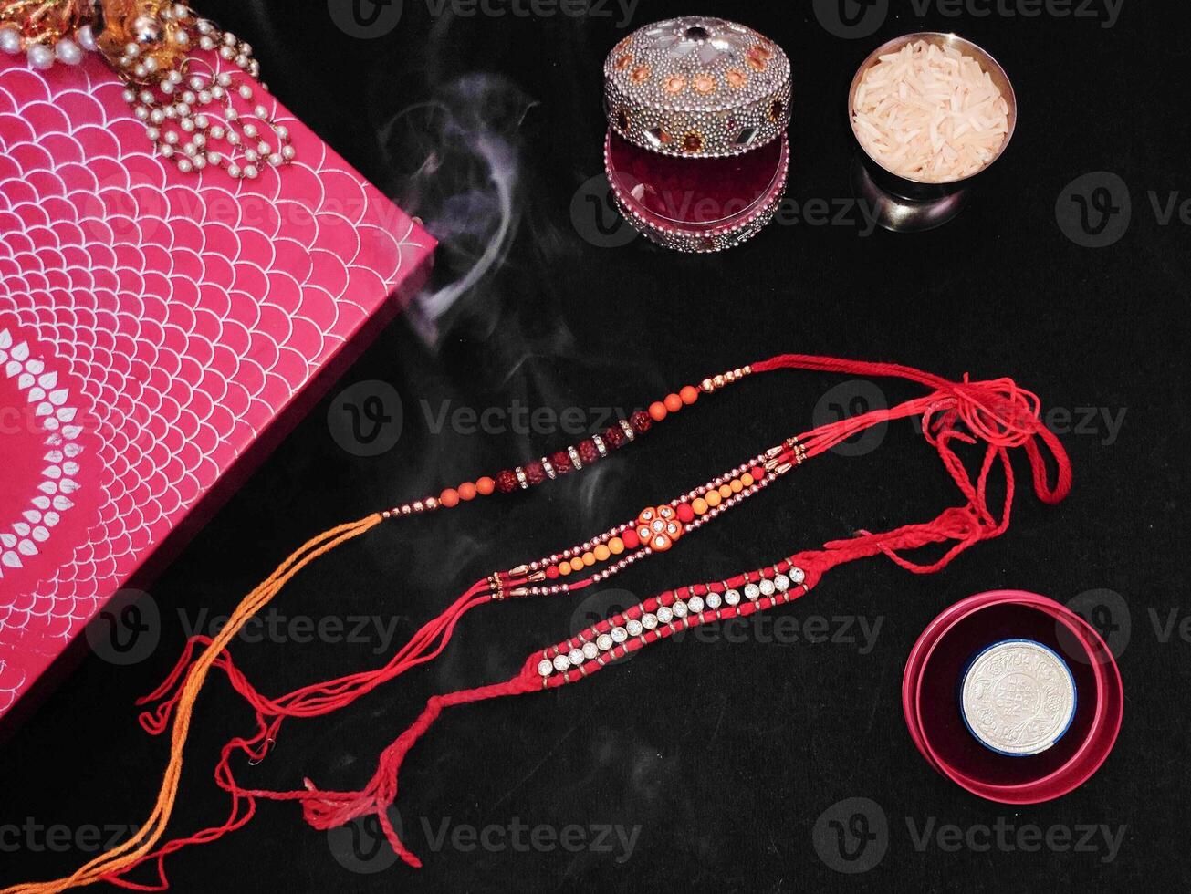 Rakhi Raksha Bandhan Background Composition on Black photo