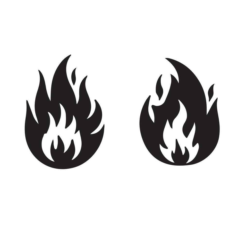 black burning icon set silhouette with white background vector