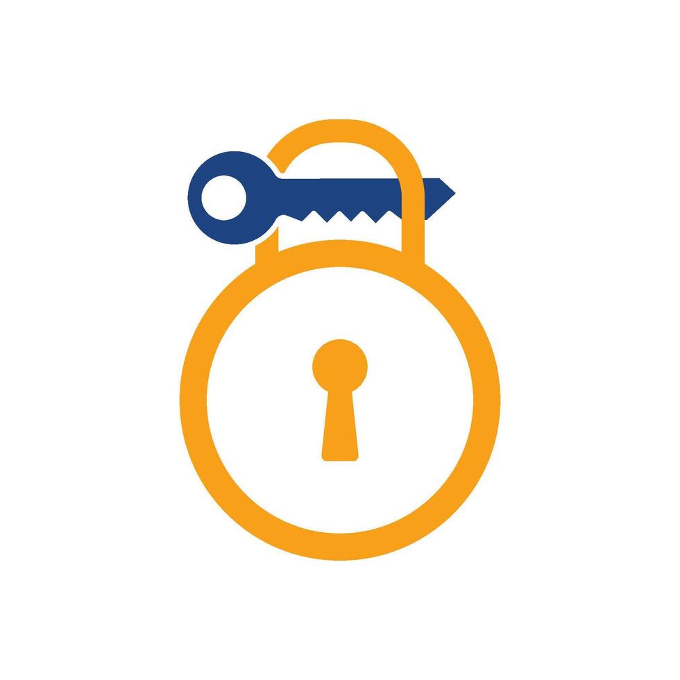 Key and padlock Data security icon vector