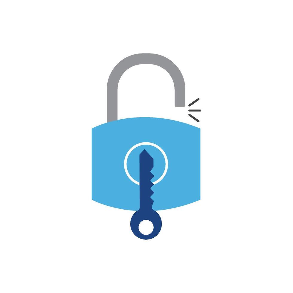 Padlock and key icon vector