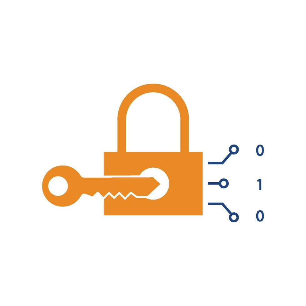 security system key and padlock technology vector