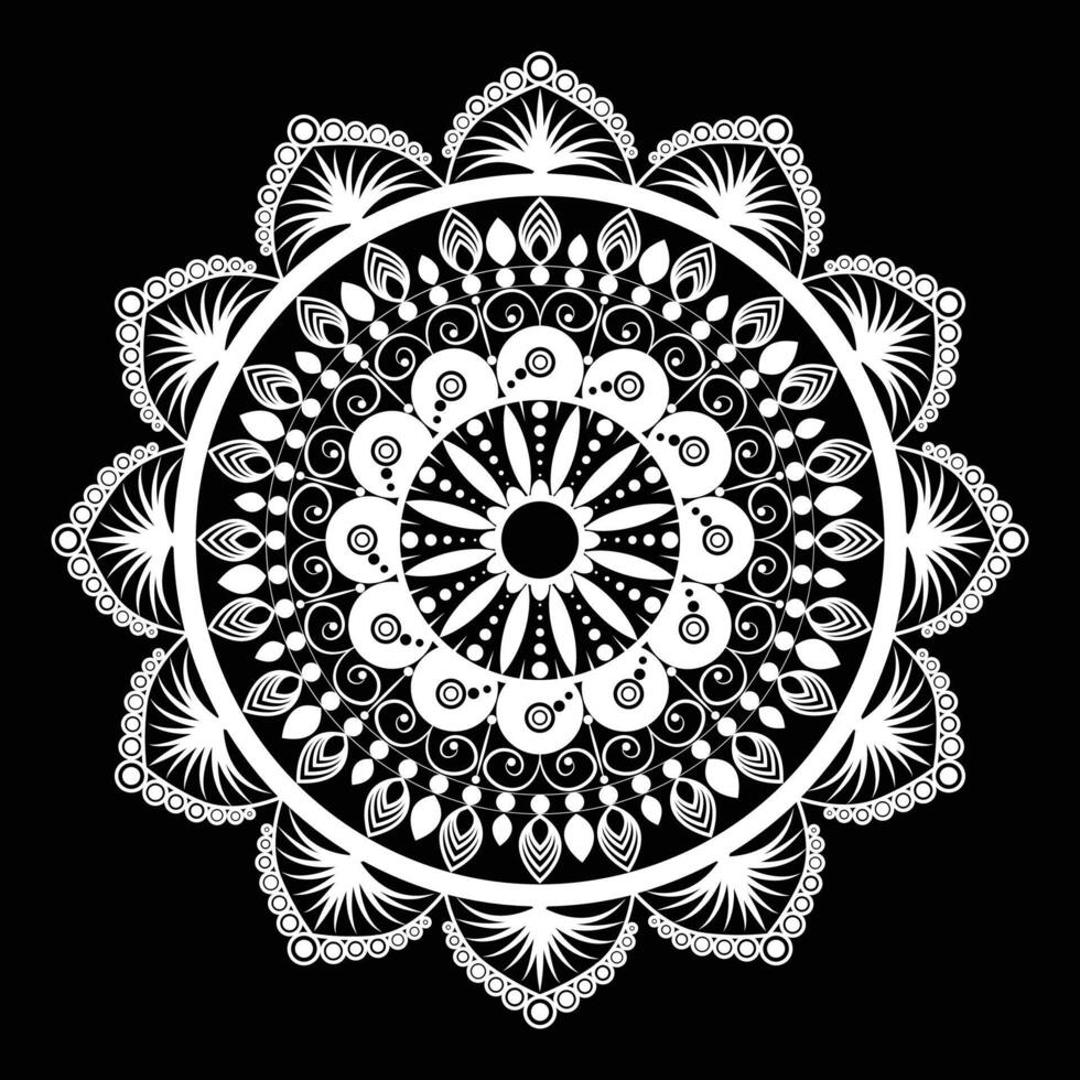 A white circular design on a black background vector