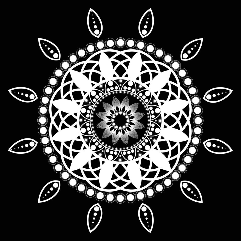 A white circular design on a black background vector