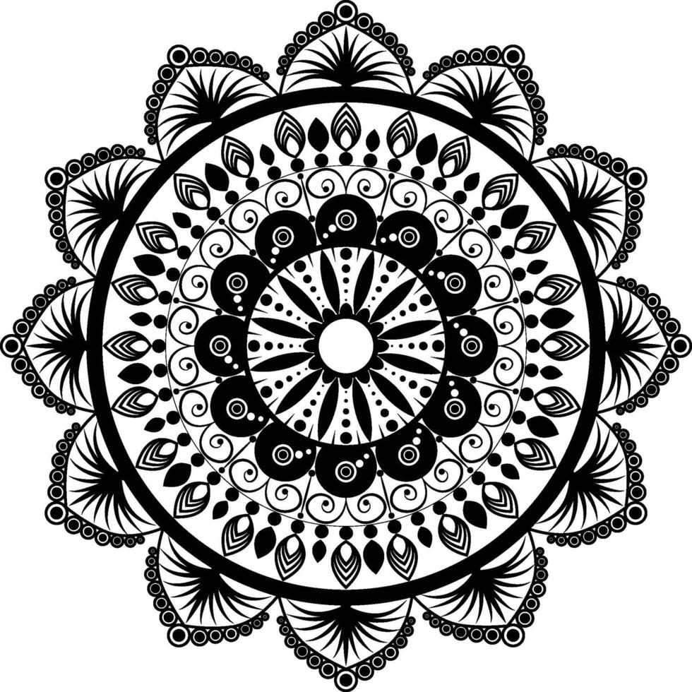 A black and white mandal design with a circular pattern vector