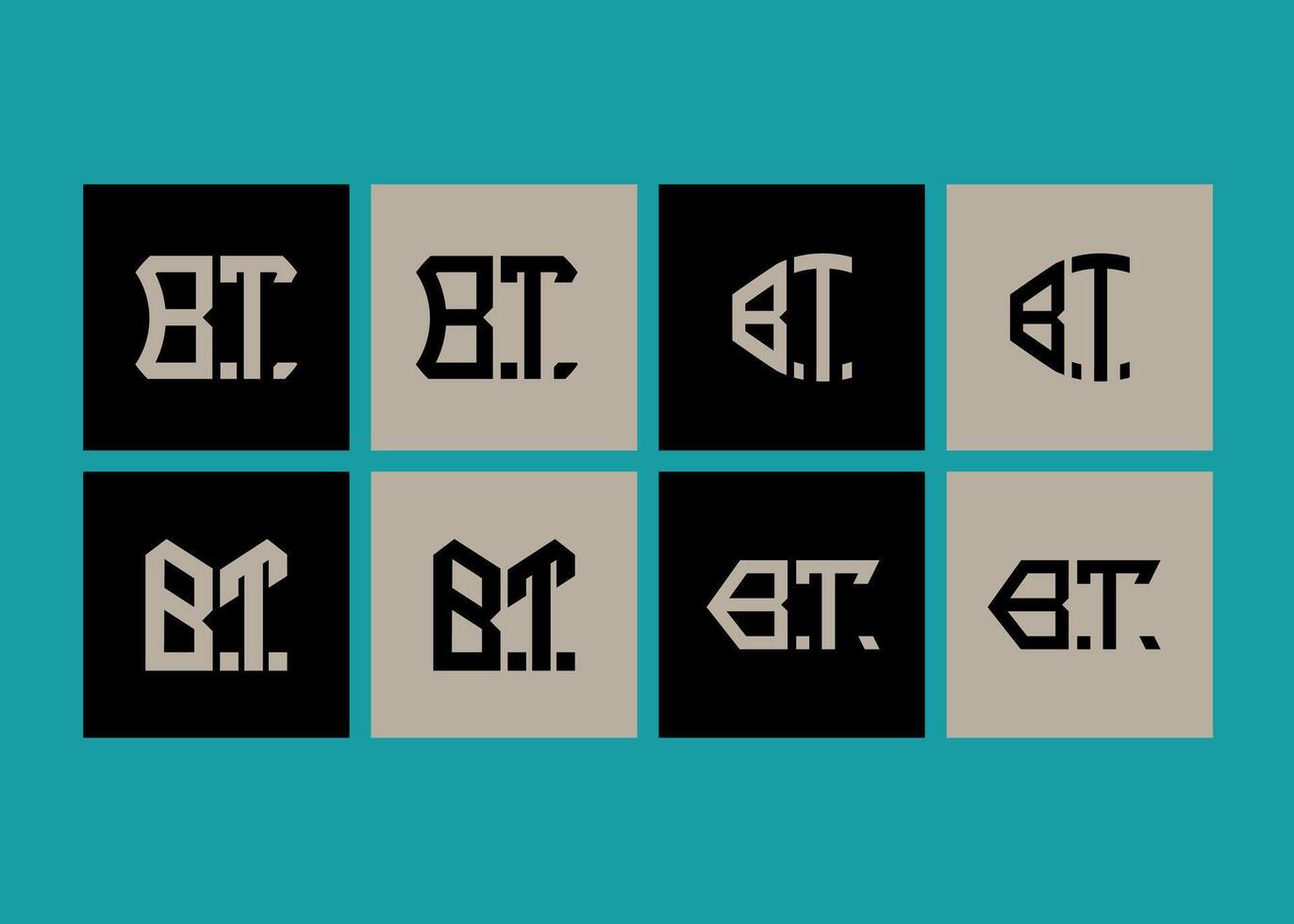 BT minimalist and classic logo set design. BT monogram polygonal and circle shape . vector