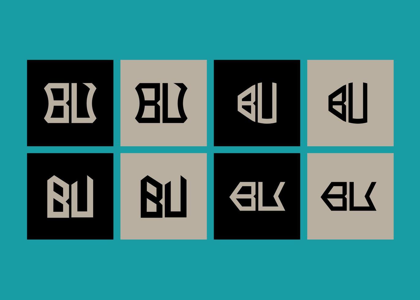 BU minimalist and classic logo set design. BU monogram polygonal and circle shape . vector