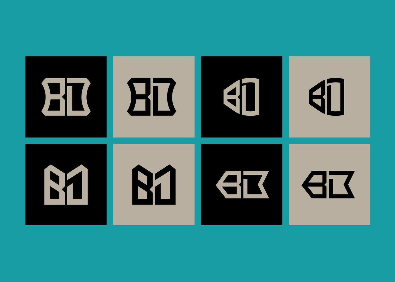 BD minimalist and classic logo set design. BD monogram polygonal and circle shape . vector