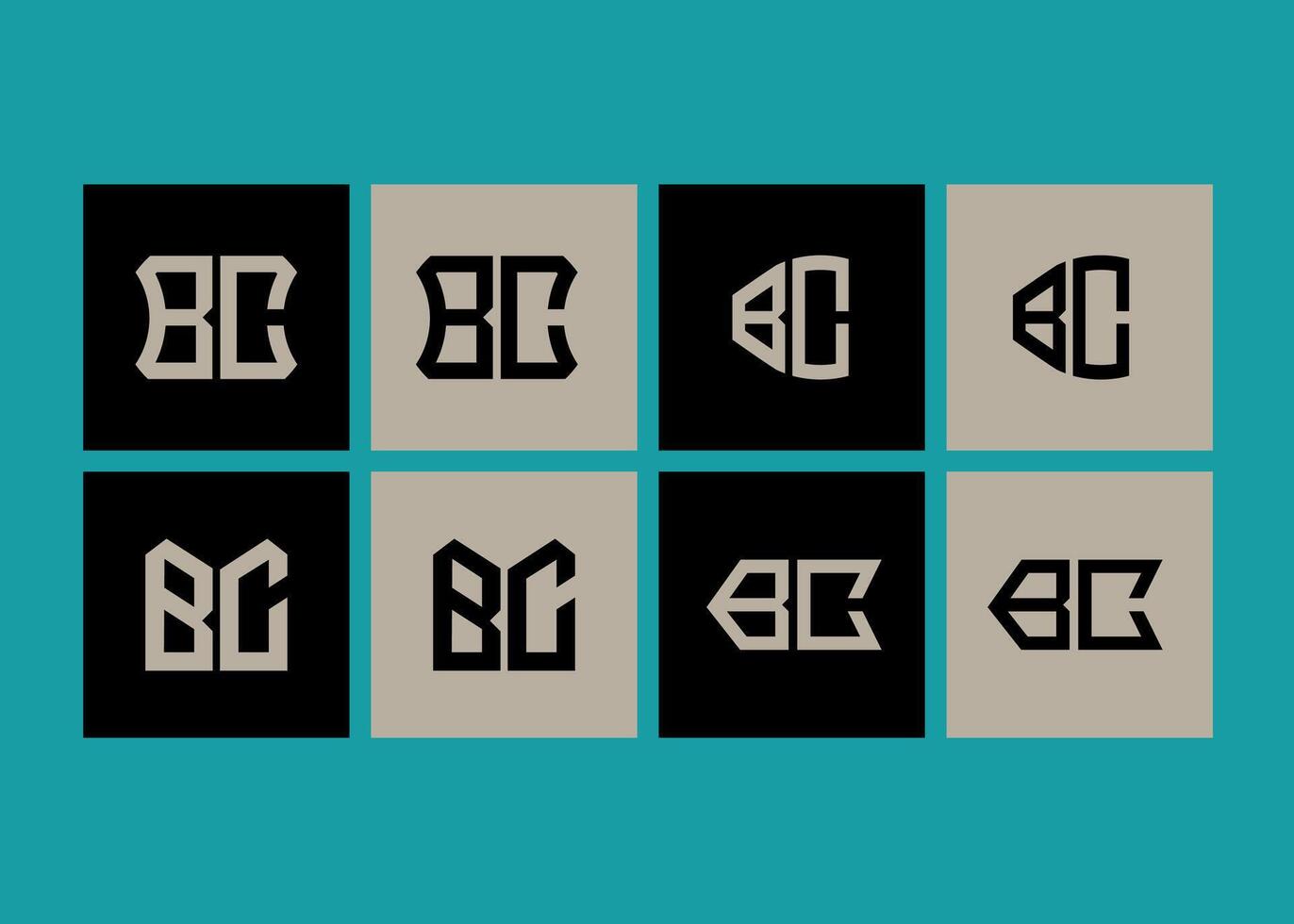 BC minimalist and classic logo set design. BC monogram polygonal and circle shape . vector