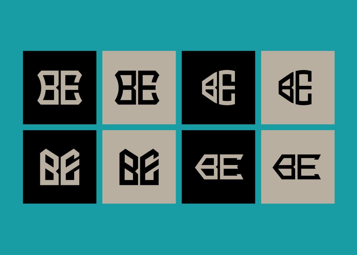 BE minimalist and classic logo set design. BE monogram polygonal and circle shape . vector