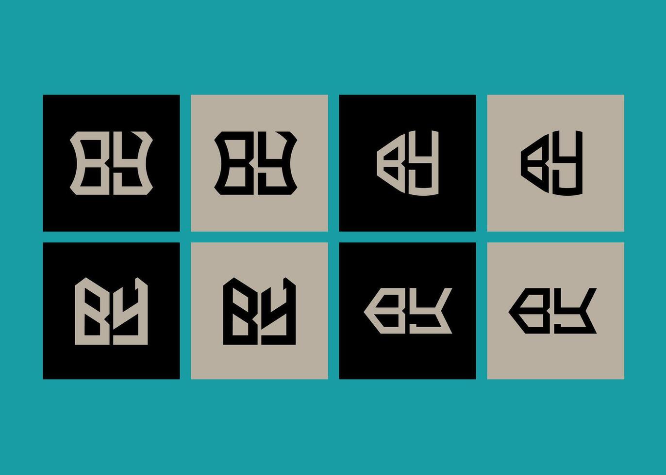 BY minimalist and classic logo set design. BY monogram polygonal and circle shape . vector