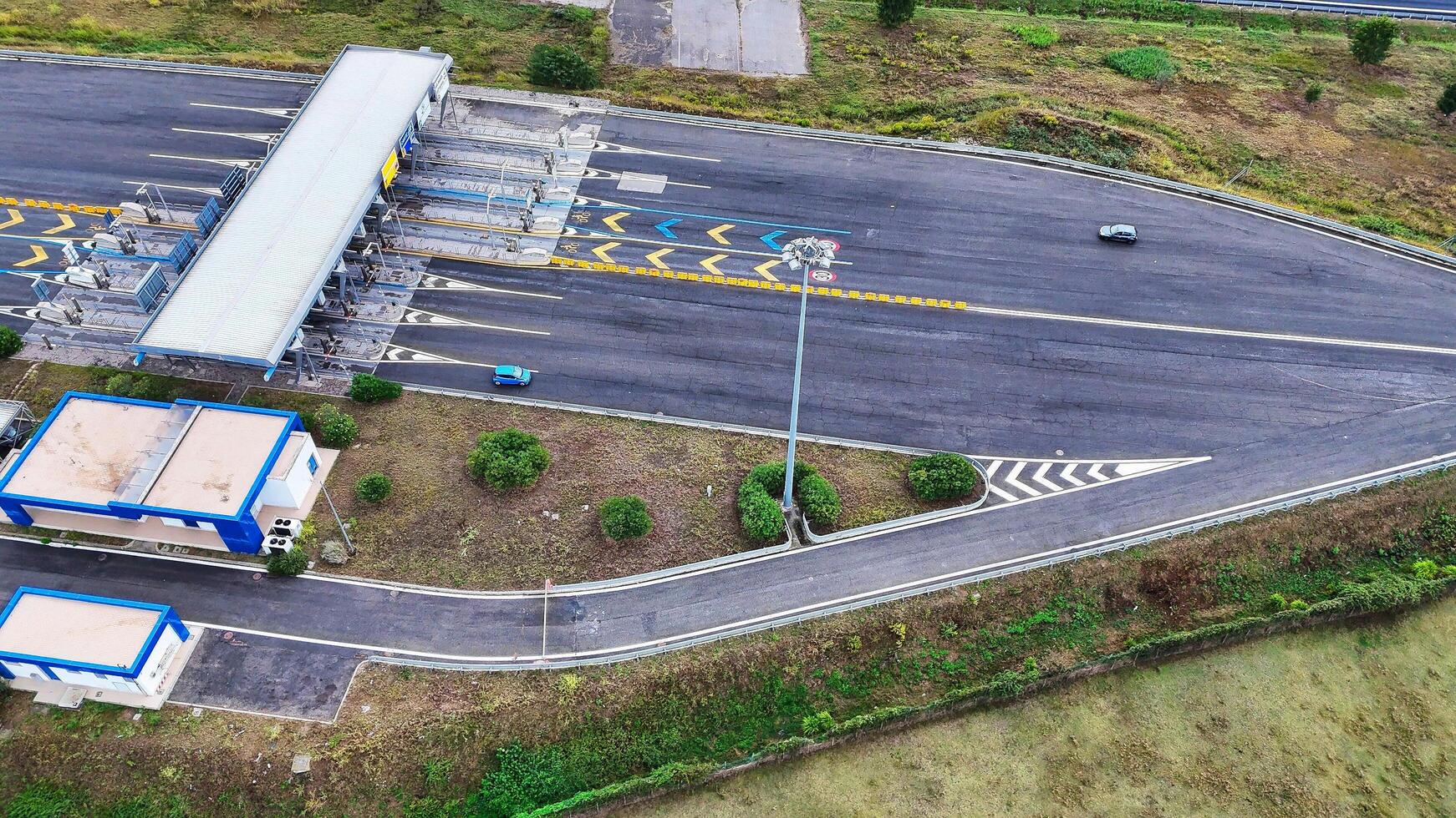 Arial view of Modern transportation with Expressway Road highway Top view. Important infrastructure. photo