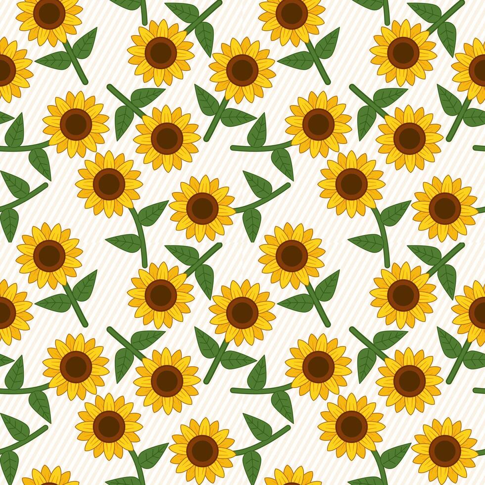 Sunflowers in Fall seamless pattern background vector