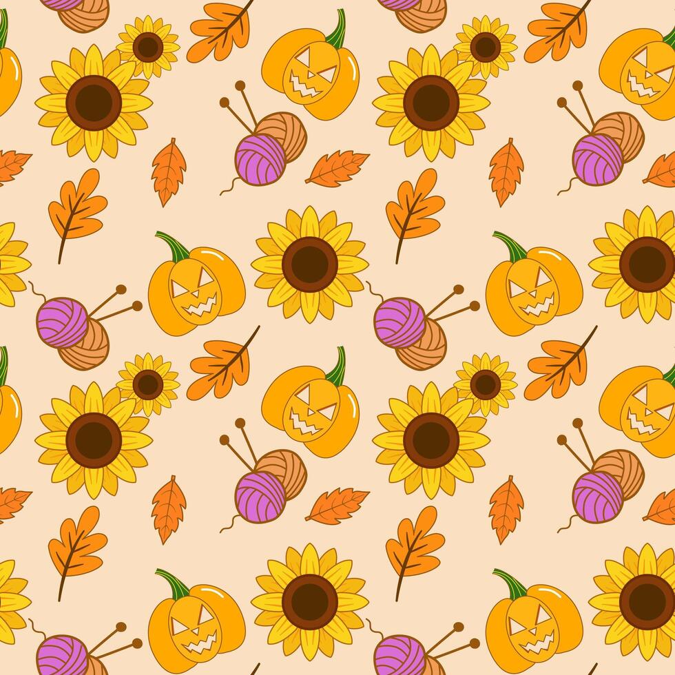 Cute Autumn seamless pattern background vector