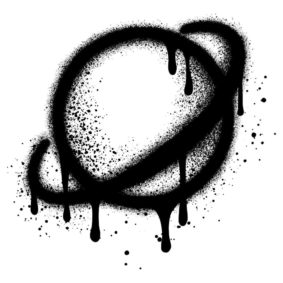 Planet with a ring icon graffiti with black spray paint. vector