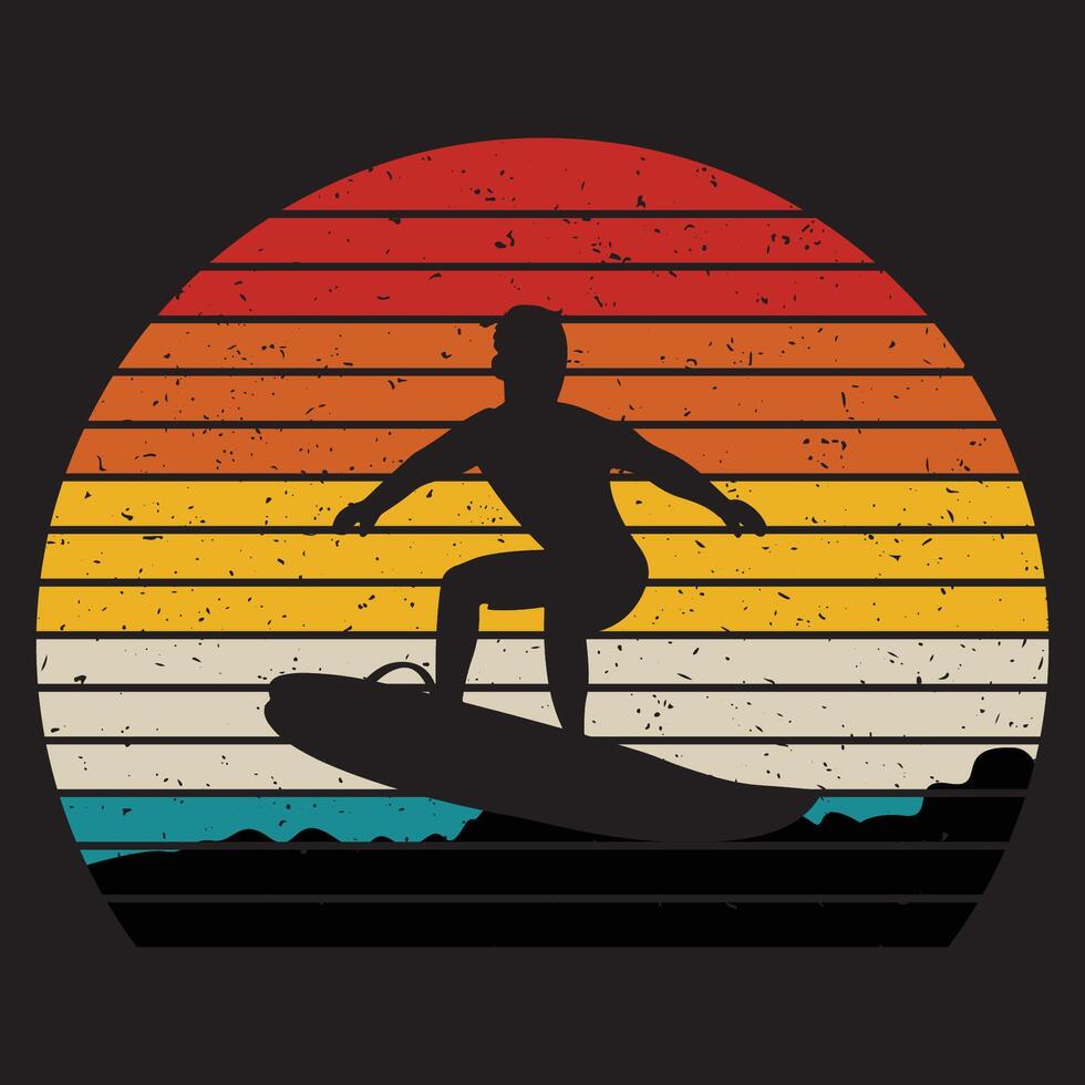 Retro vintage surfing beach surf t shirt design vector