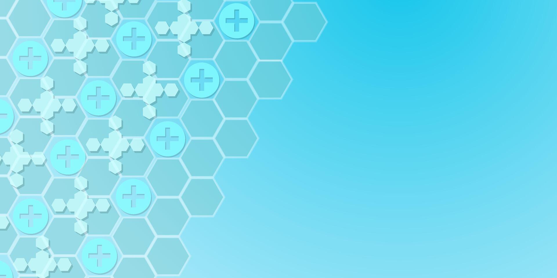 Abstract medical technology and healthcare. Hexagon connecting make shield and protecting. Blue background vector