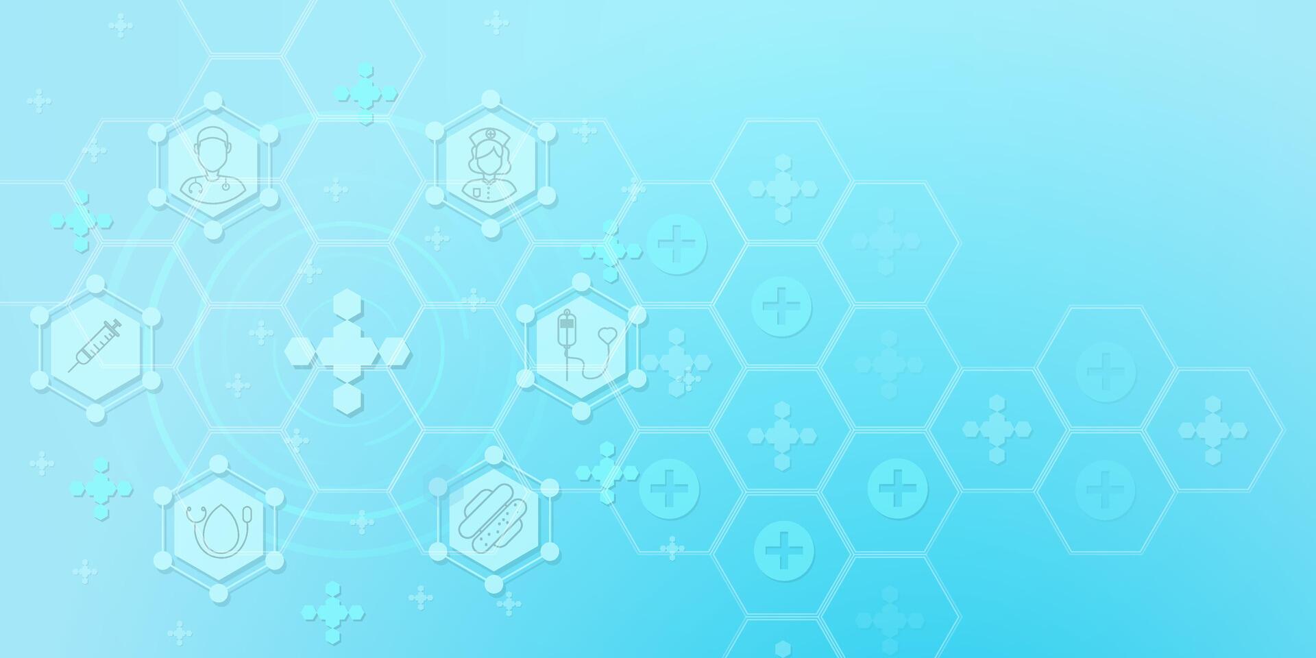 Blue medical technology with hexagon and icon healthcare. illustration vector