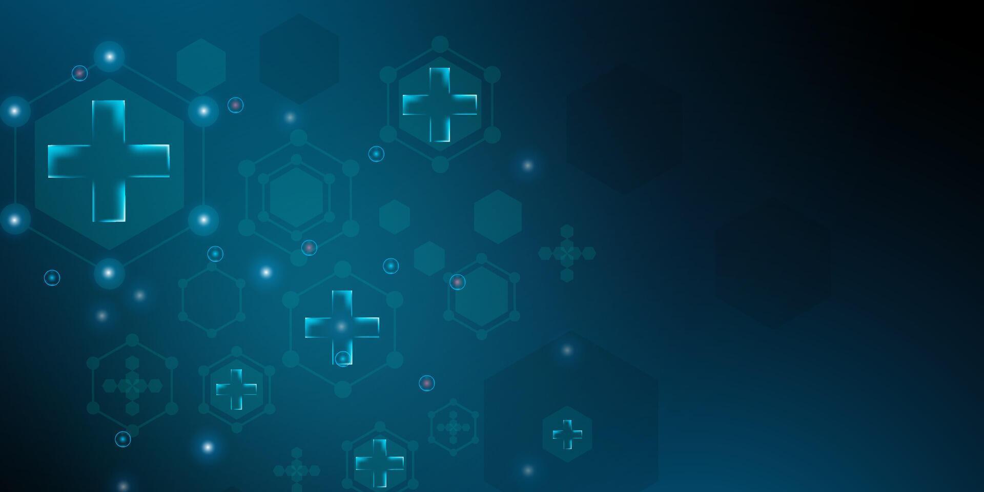 Health technology concept. Medical tech blue background. vector