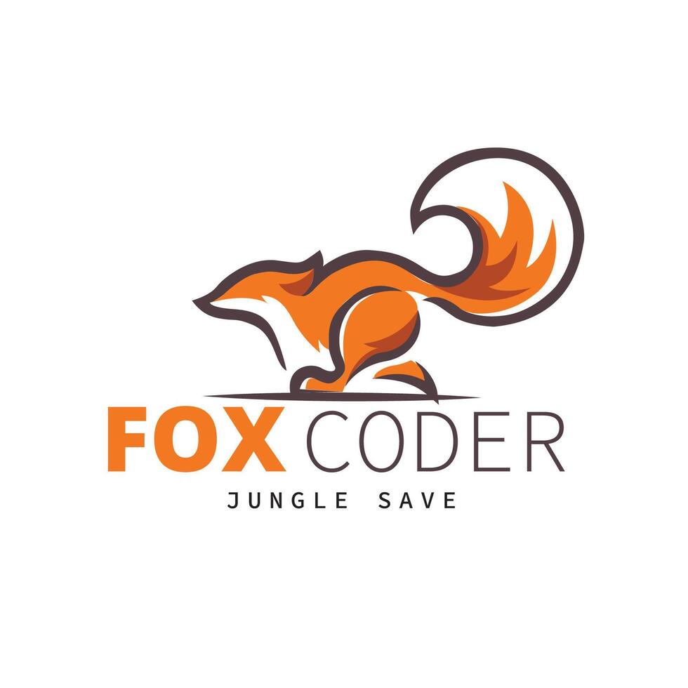Cute cartoon fox isolated on white background. Side view. illustration vector