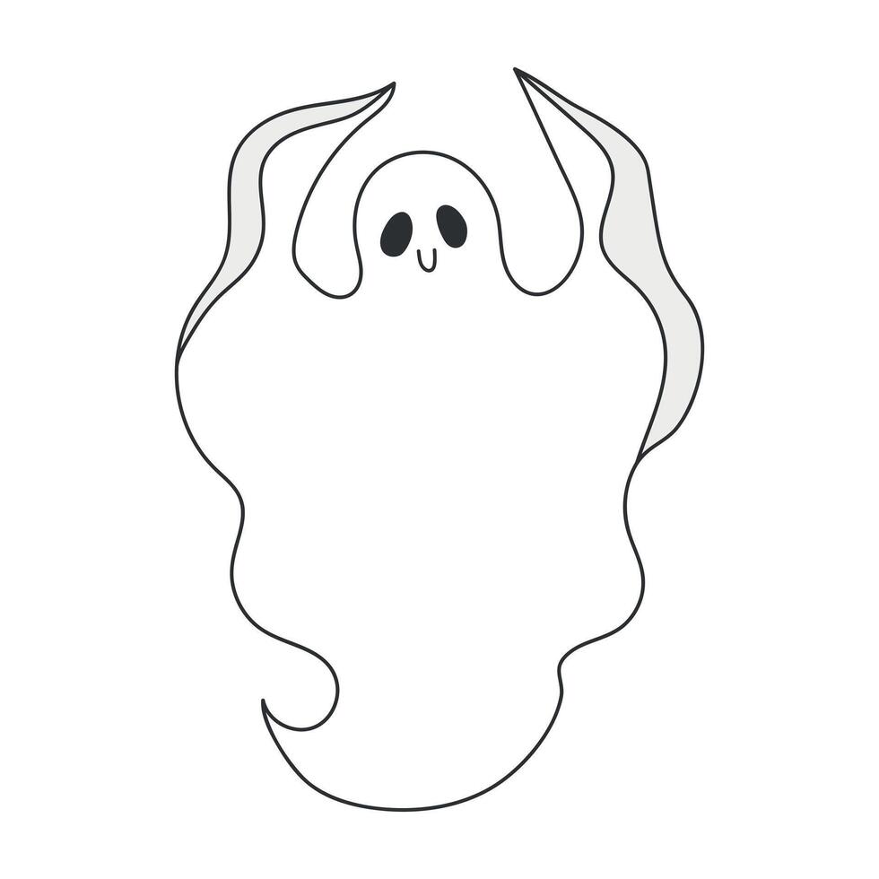 Cute hand drawn ghost isolated on white background. Halloween vector