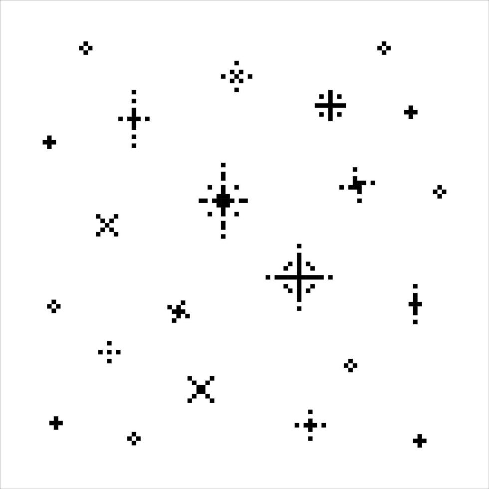 Cute Sparkling pixel bright sparkle star, Stars, glitter, sparkles. Starry sky pixel, Pixel sparkling star, glittering 8 bit style vector