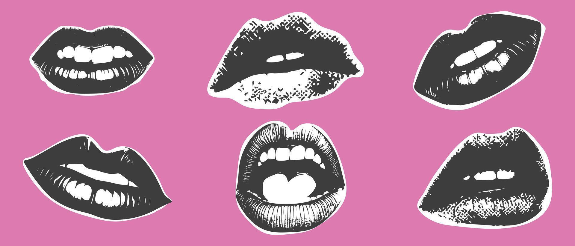 Female lips icon background photography template design color. vector