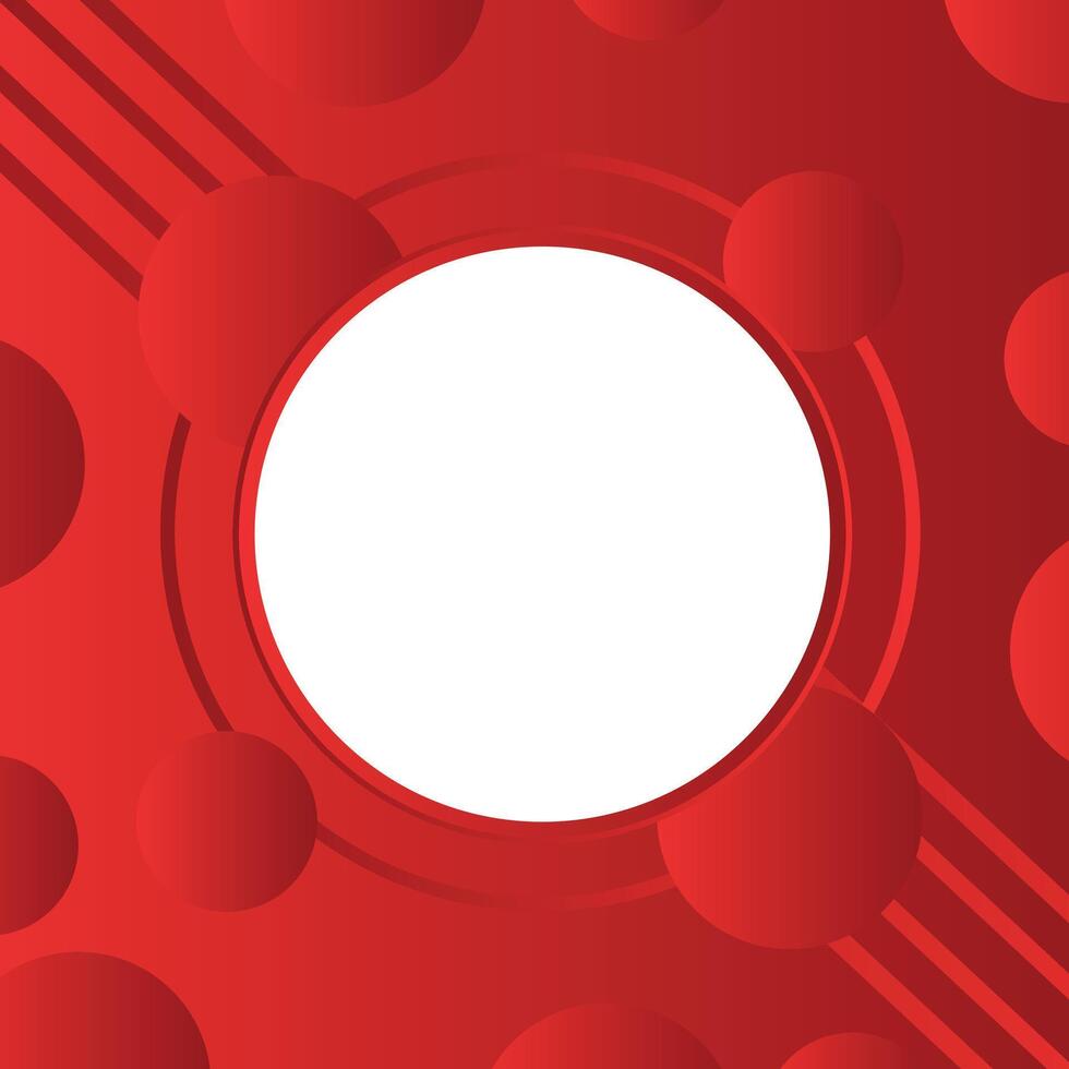 red abstract background, geometric round shape for red theme design with white circle vector