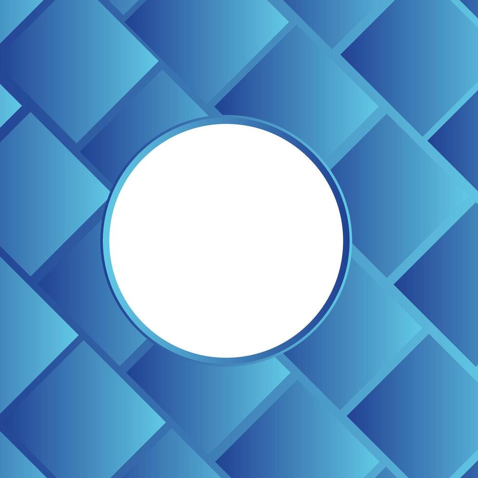 Abstract blue gradient Background square shapes on dark blue background with white circle in center. Overlay blue gradient geometric shape graphic elements. Suit for poster, banner, flyer, brochure vector