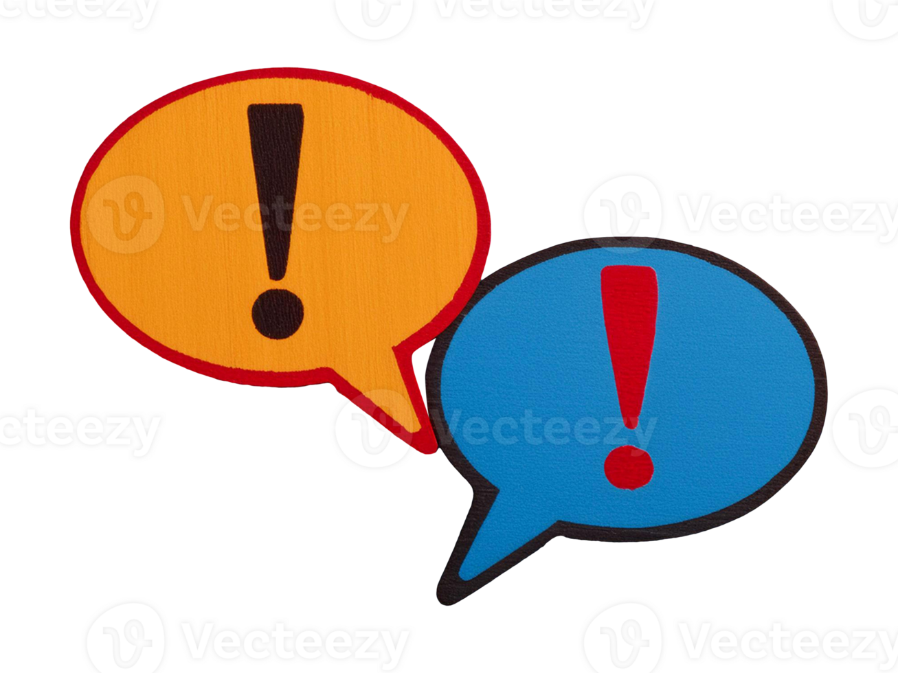 Conceptual symbols representing an argument and disagreement, featuring elements like speech bubbles, exclamation marks, and conflicting arrows, symbolizing debate, conflict, and opposing views. png