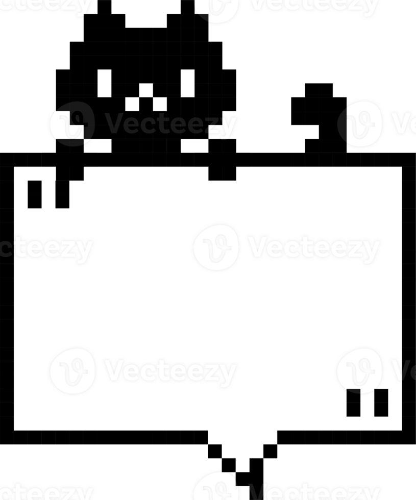 8bit retro game animal pet cat pixel text box memo speech bubble balloon, icon sticker keyword planner banner png