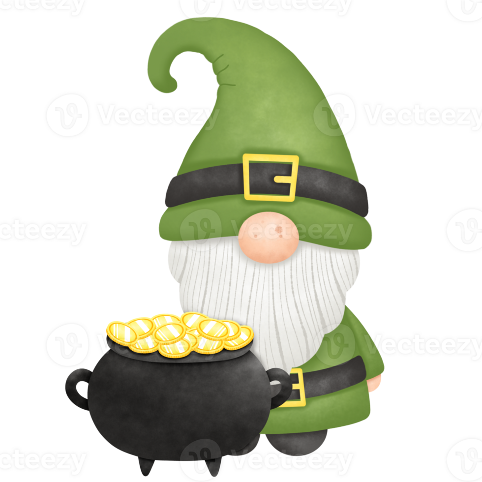 St Patricks Day Gnome Pot of Gold png