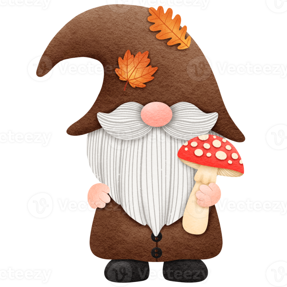 Autumn Gnome with Mushroom png