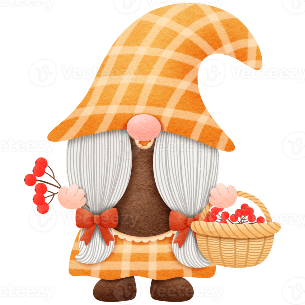 Autumn Gnome with Berries png