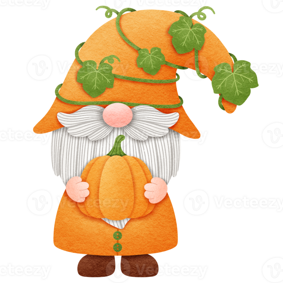 Autumn Gnome with Pumpkin png