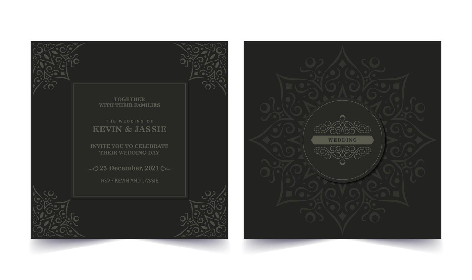 wedding invitation mandala design background vector