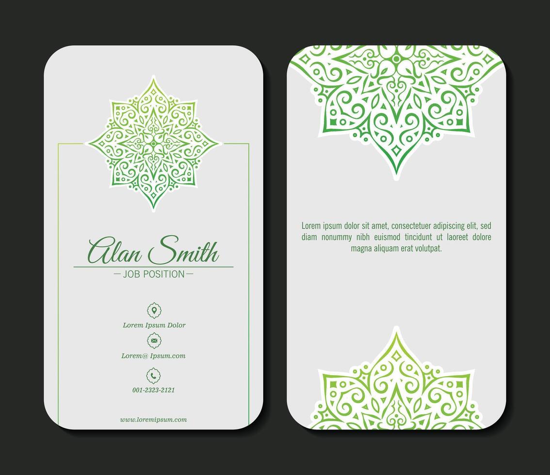 Elegant green mandala business card vector