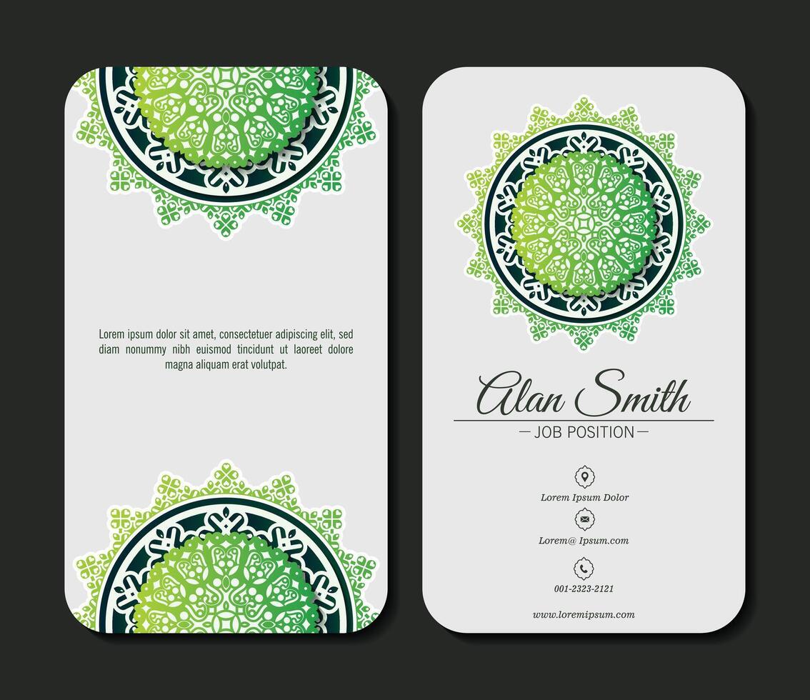 Elegant green mandala business card vector