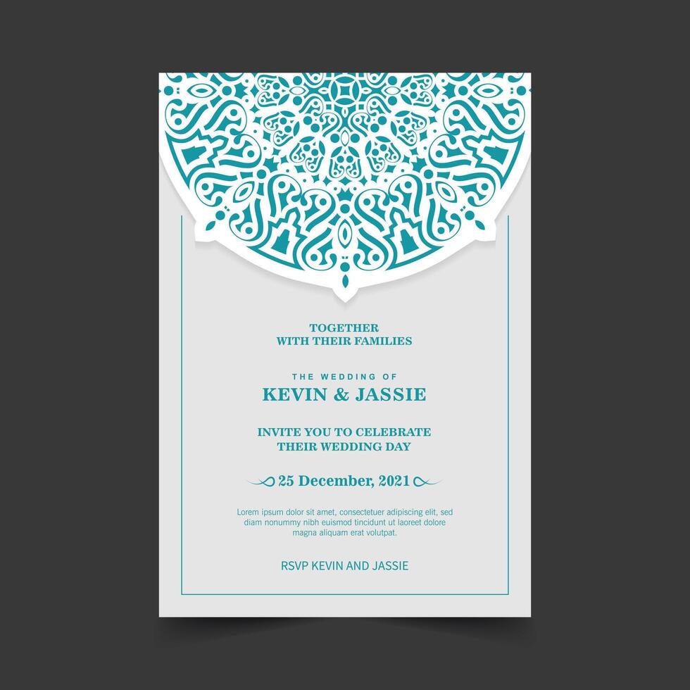 wedding invitation mandala design background vector