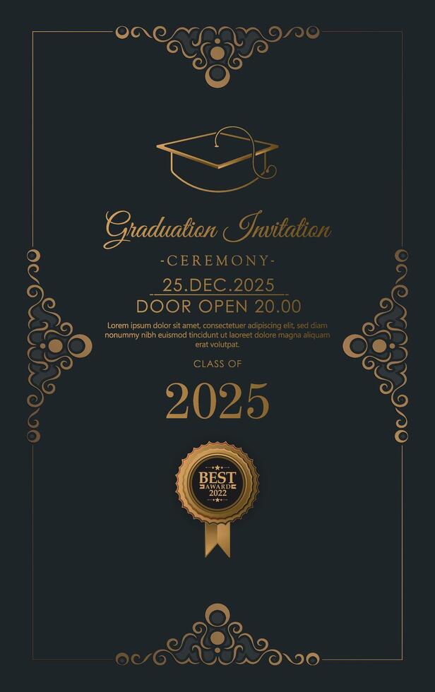 Elegant dark graduation invitation template vector
