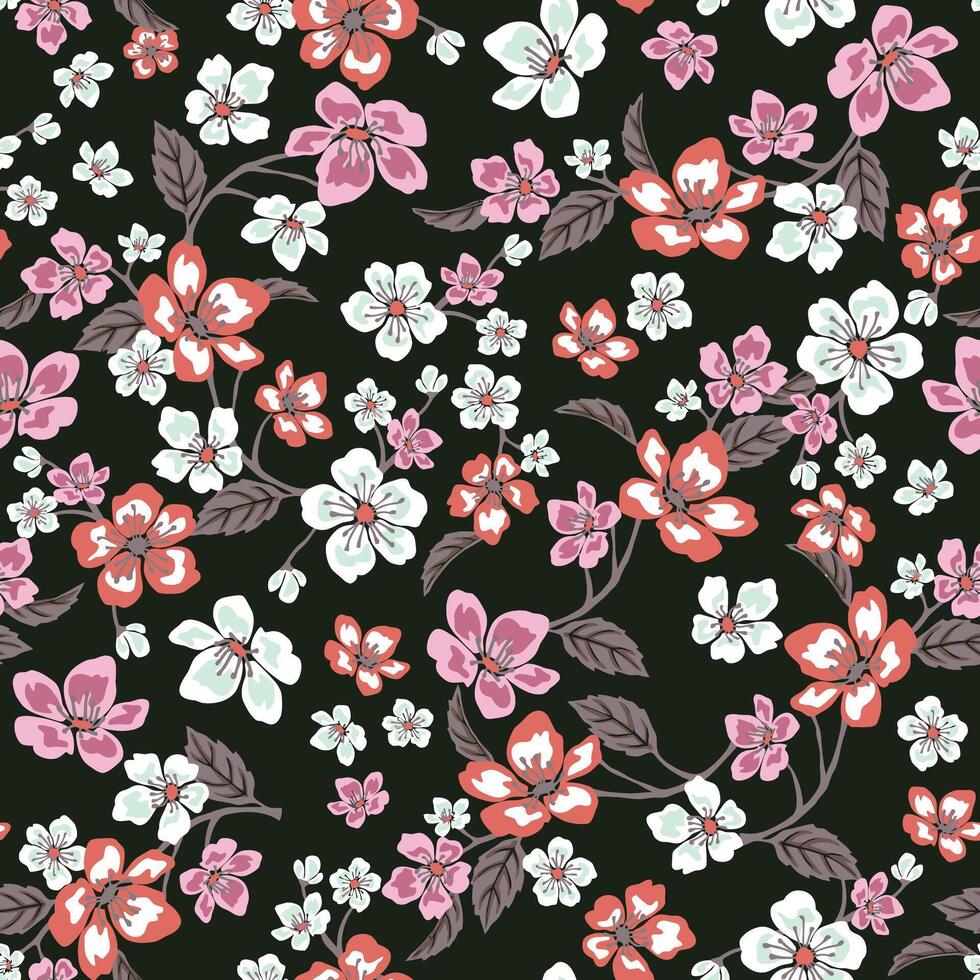 vintage sow flower illustration with beautiful colors vector