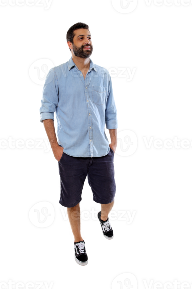young brazilian model posing in casual clothes on neutral background png
