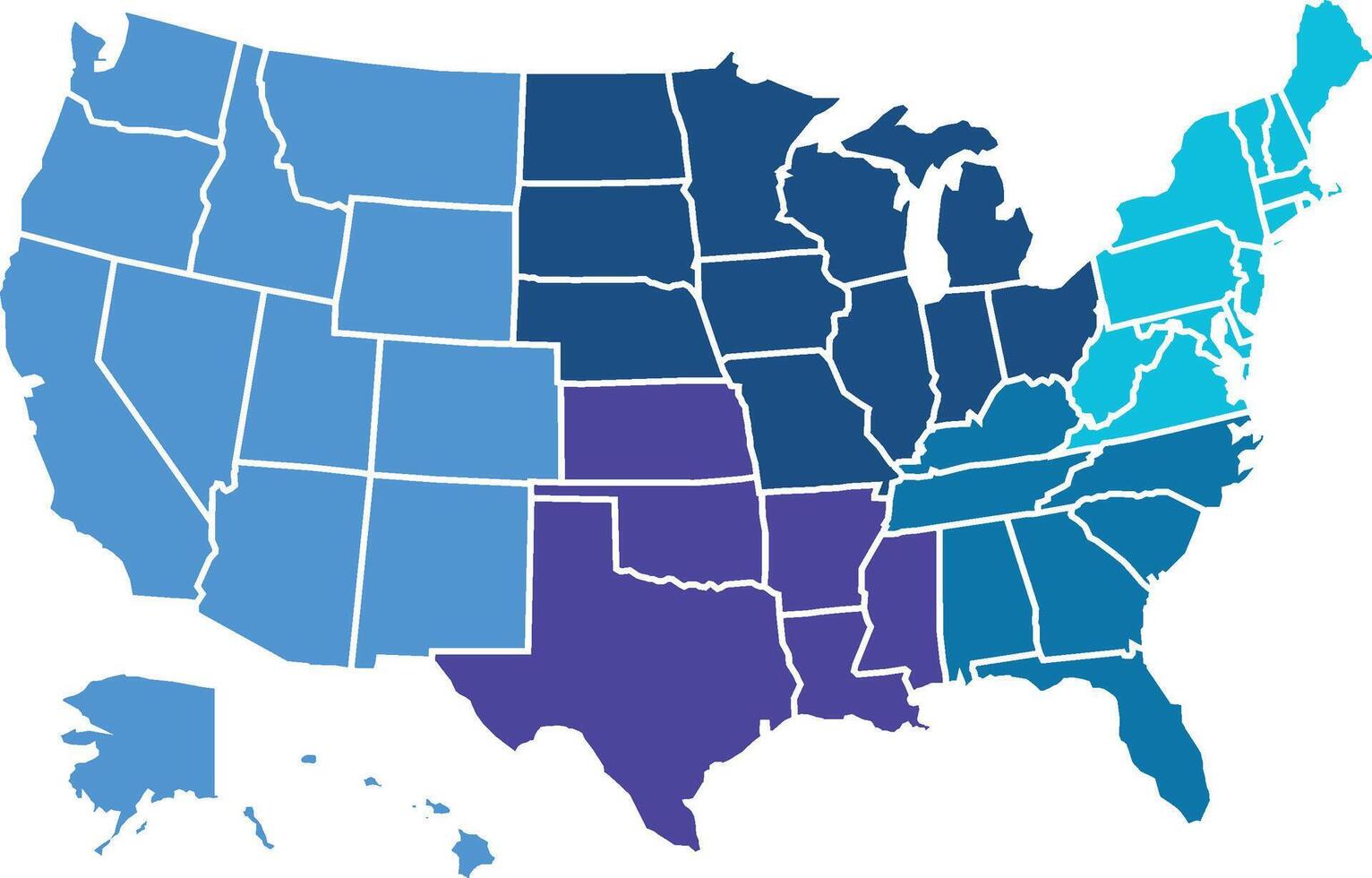 Segmented Map of the United States America vector