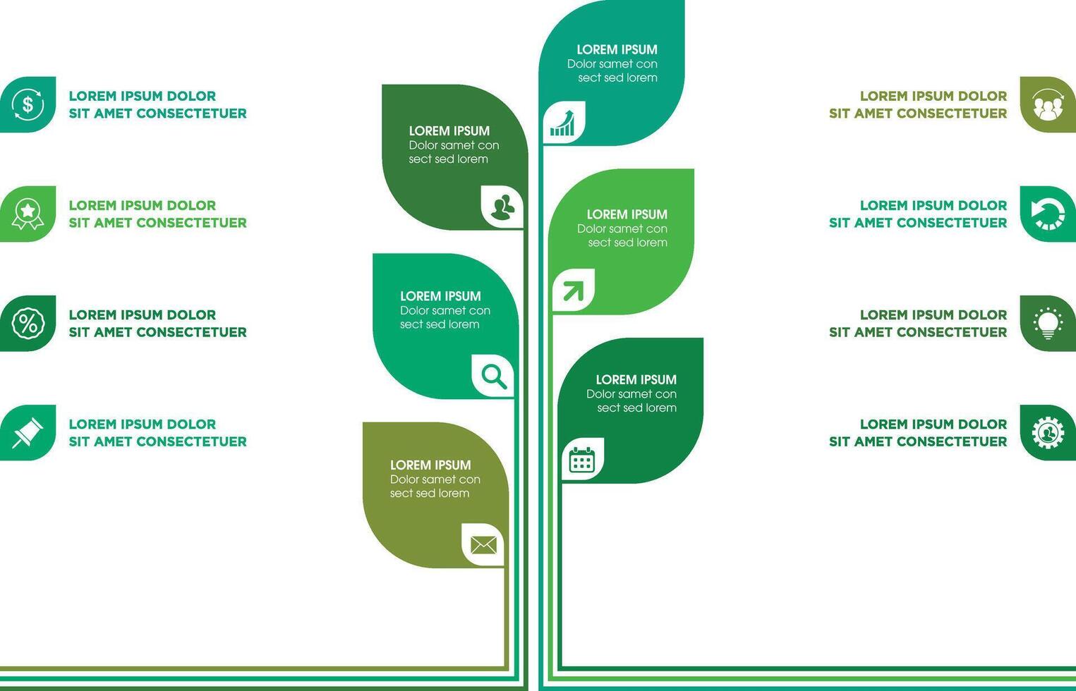 Green Tree Infographic Chart and Icons vector