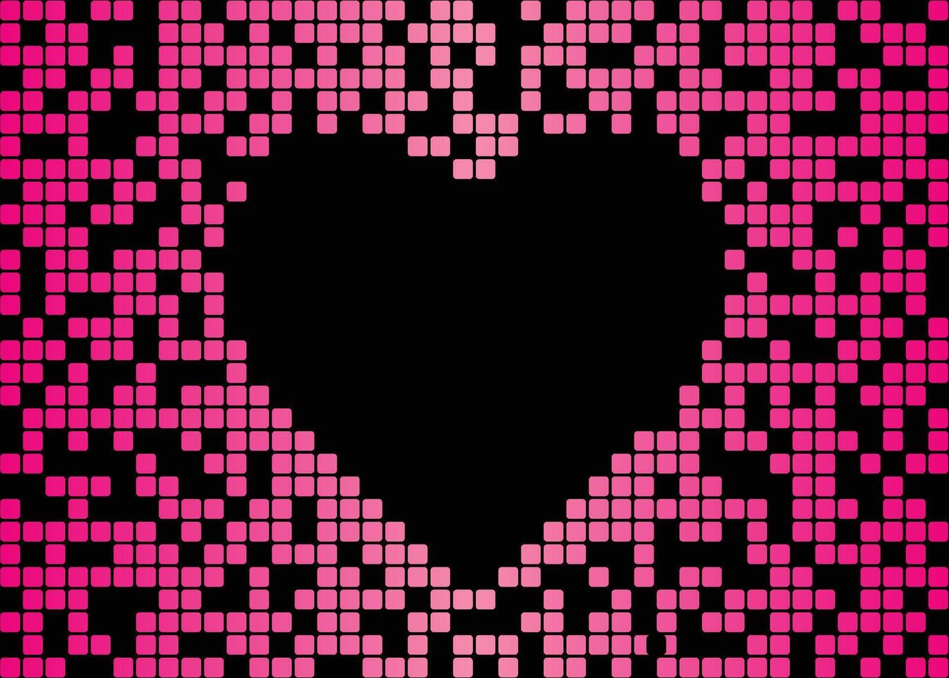 Pink Digital Pixel Heart Shape Frame vector