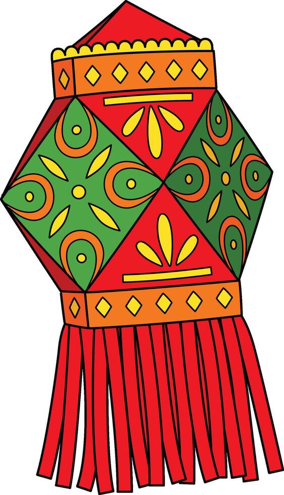 Diwali Lantern Cartoon Colored Clipart vector