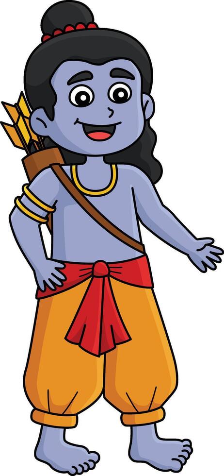 Diwali Rama Cartoon Colored Clipart Illustration vector